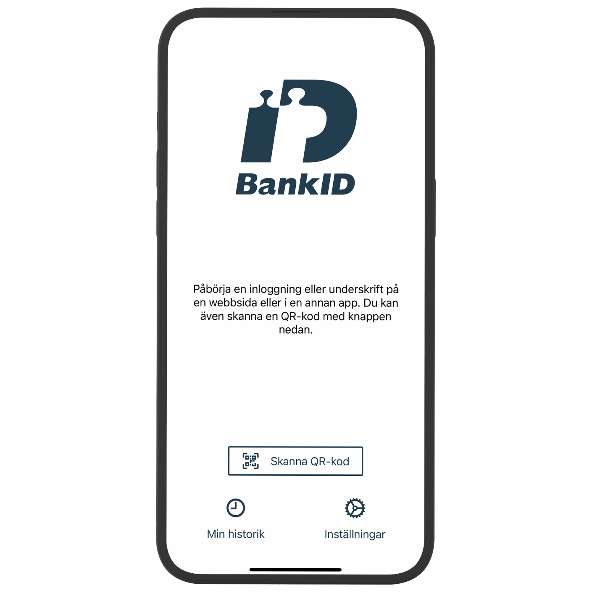 Startsidan av BankID appen på en telefon